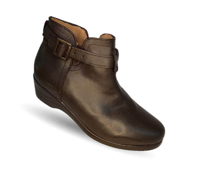 Bota de Confort y Casual de piel bovino con tacón medio con cierre interno Dorothy Bell 903 Café para mujer