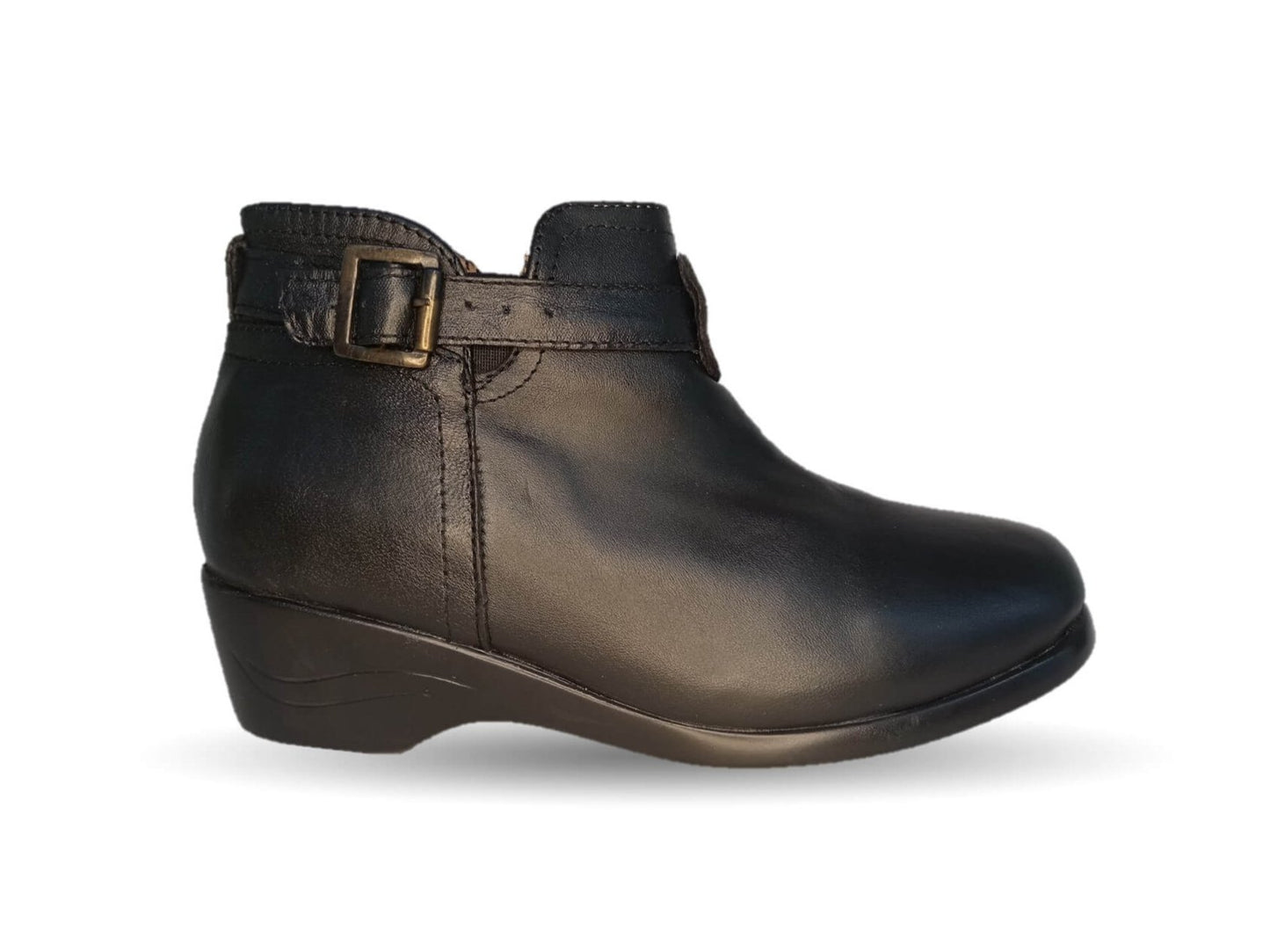 Bota de Confort y Casual de piel bovino con tacón medio con cierre interno Dorothy Bell 903 Negro para mujer