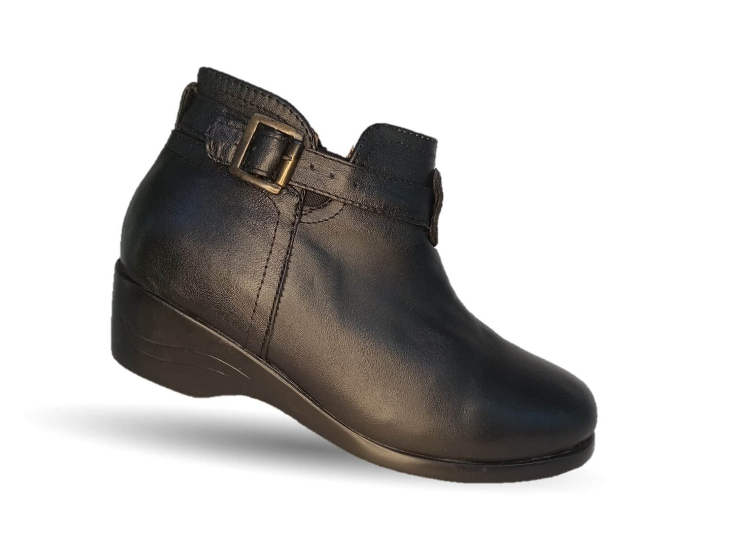 Bota de Confort y Casual de piel bovino con tacón medio con cierre interno Dorothy Bell 903 Negro para mujer