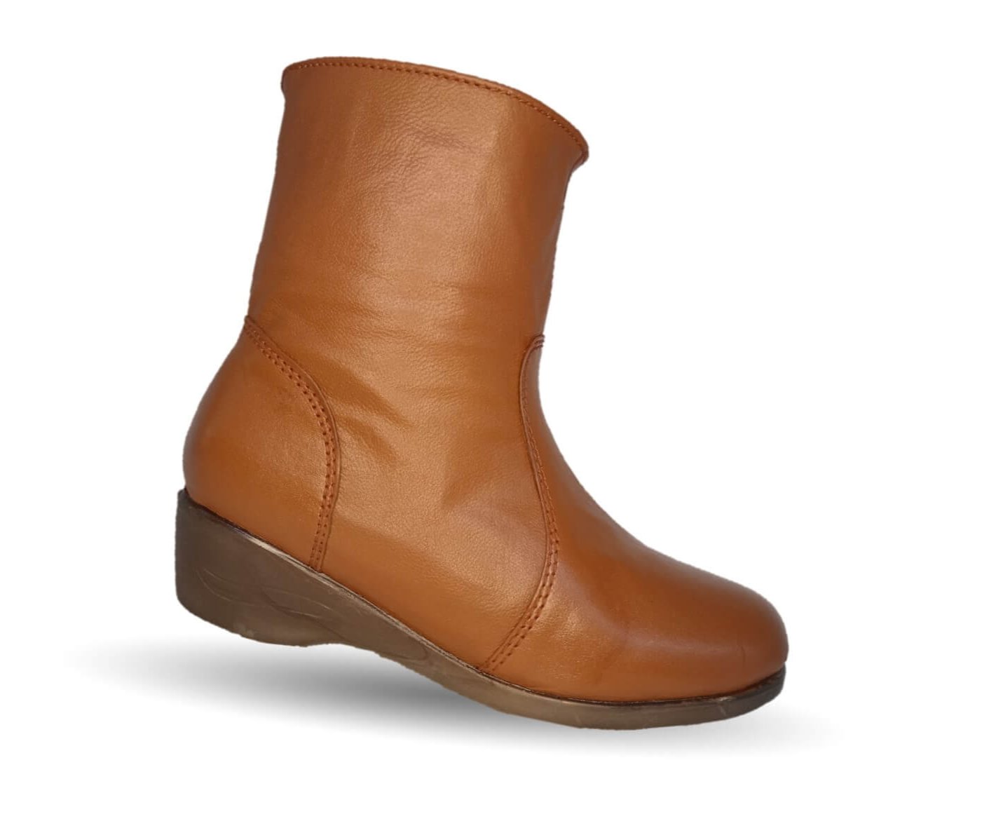 Bota de Confort y Casual de piel bovino con tacón medio con cierre interno Dorothy Bell 910 Cogñac para mujer