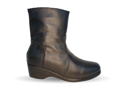 Bota de Confort y Casual de piel bovino con tacón medio con cierre interno Dorothy Bell 910 Negro para mujer