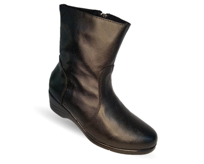 Bota de Confort y Casual de piel bovino con tacón medio con cierre interno Dorothy Bell 910 Negro para mujer