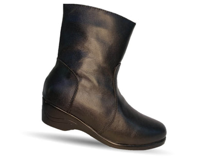 Bota de Confort y Casual de piel bovino con tacón medio con cierre interno Dorothy Bell 910 Negro para mujer