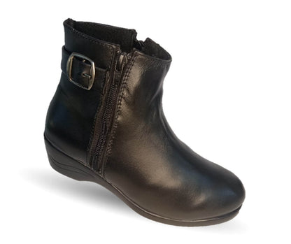 Bota de Confort y Casual de piel bovino con tacón medio con doble cierre Dorothy Bell 911 Negro para mujer