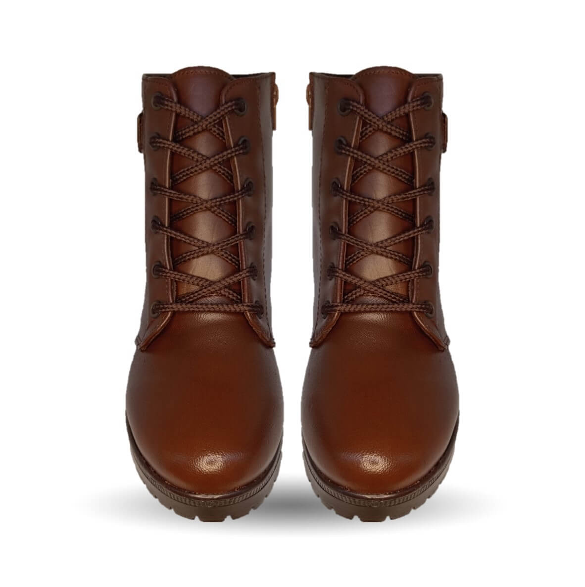 Bota de Confort y Casual de piel bovino con tacón medio con cierre interno Dorothy Bell 915 Cogñac para mujer