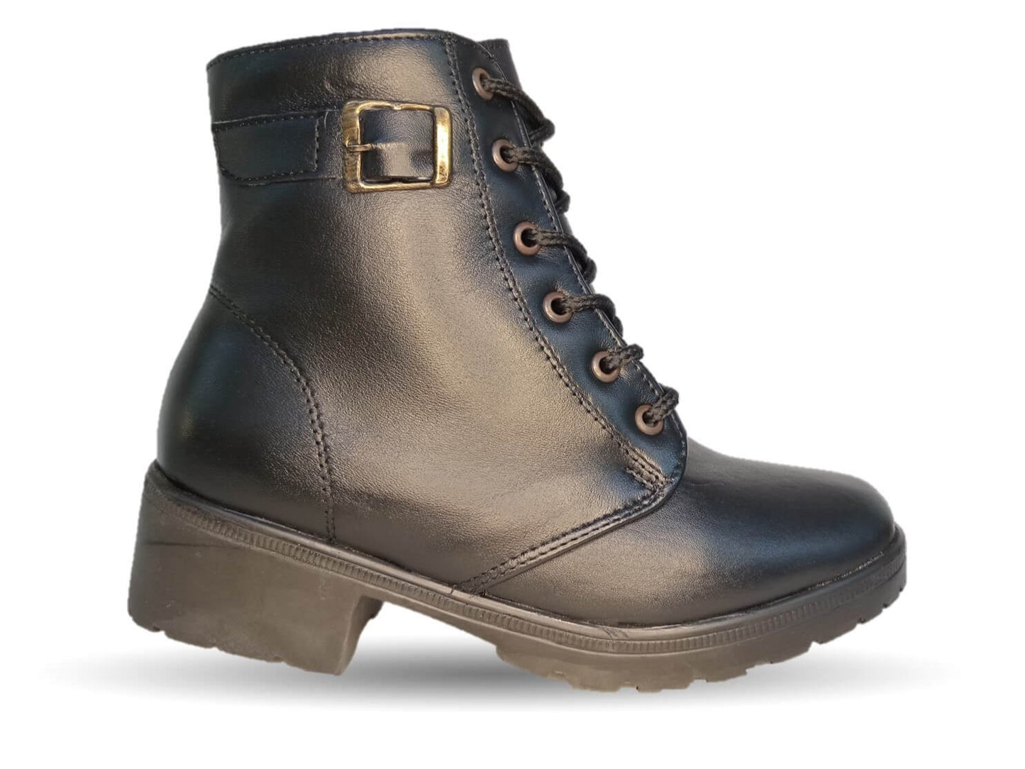 Bota de Confort y Casual de piel bovino con tacón medio con cierre interno Dorothy Bell 915 Negro para mujer