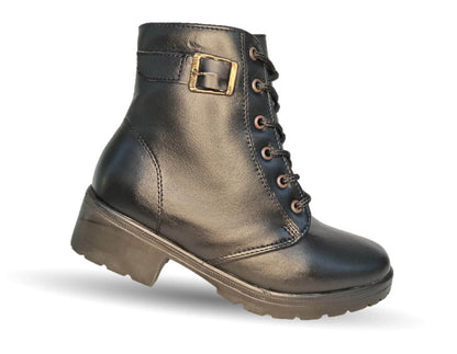 Bota de Confort y Casual de piel bovino con tacón medio con cierre interno Dorothy Bell 915 Negro para mujer