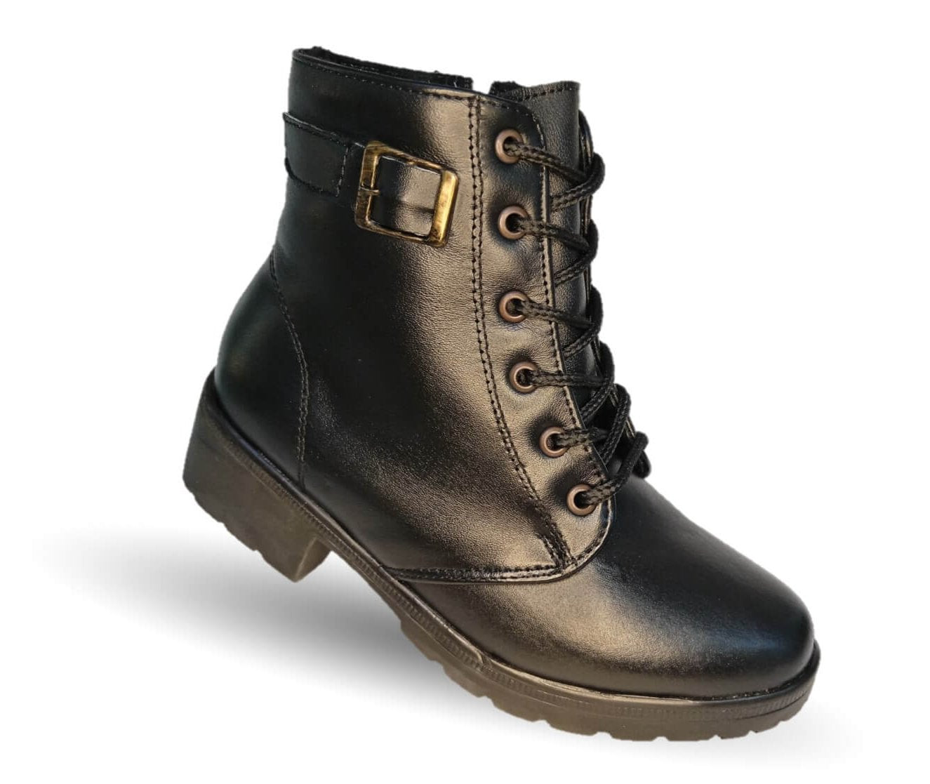 Bota de Confort y Casual de piel bovino con tacón medio con cierre interno Dorothy Bell 915 Negro para mujer