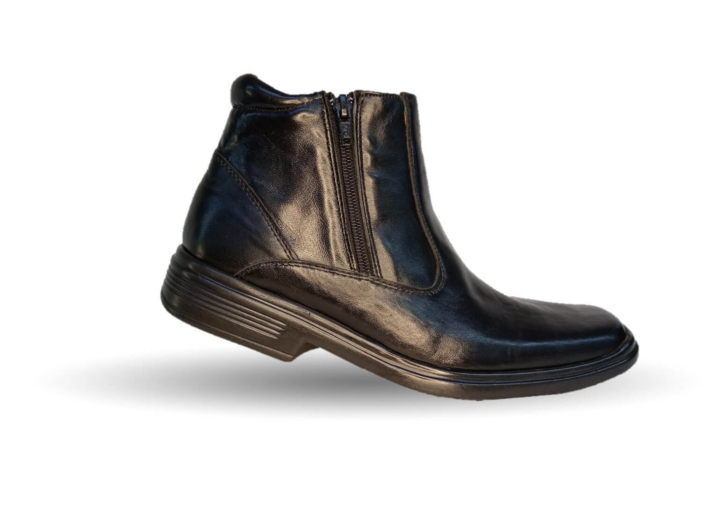 Bota de Confort y Casual de piel bovino con doble cierre Dse 93 Negro para hombre