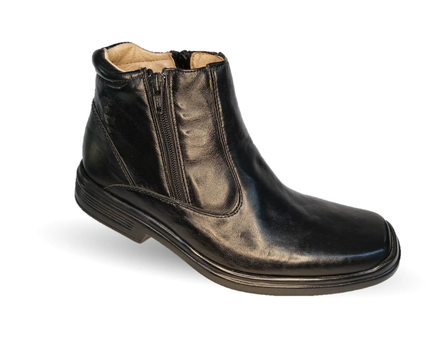 Bota de Confort y Casual de piel bovino con doble cierre Dse 93 Negro para hombre