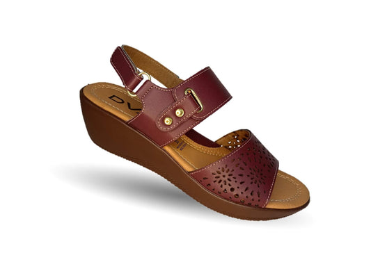 Sandalia con cuña mediana Dva 22313 Merlot para mujer