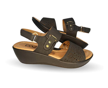 Sandalia con cuña mediana Dva 22313 Negro para mujer