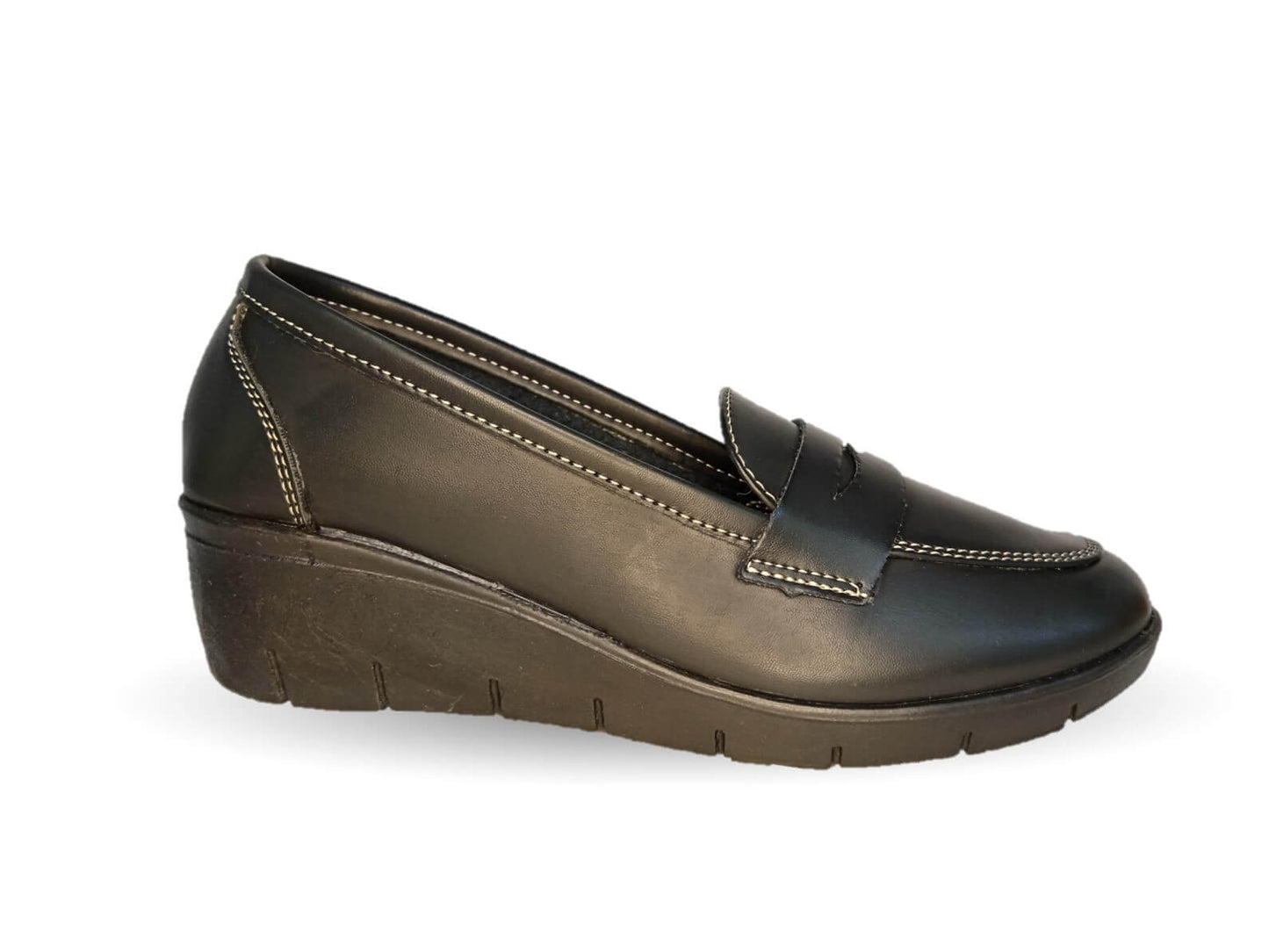 Zapato Casual de cuña mediana Dva 8001 Negro para mujer