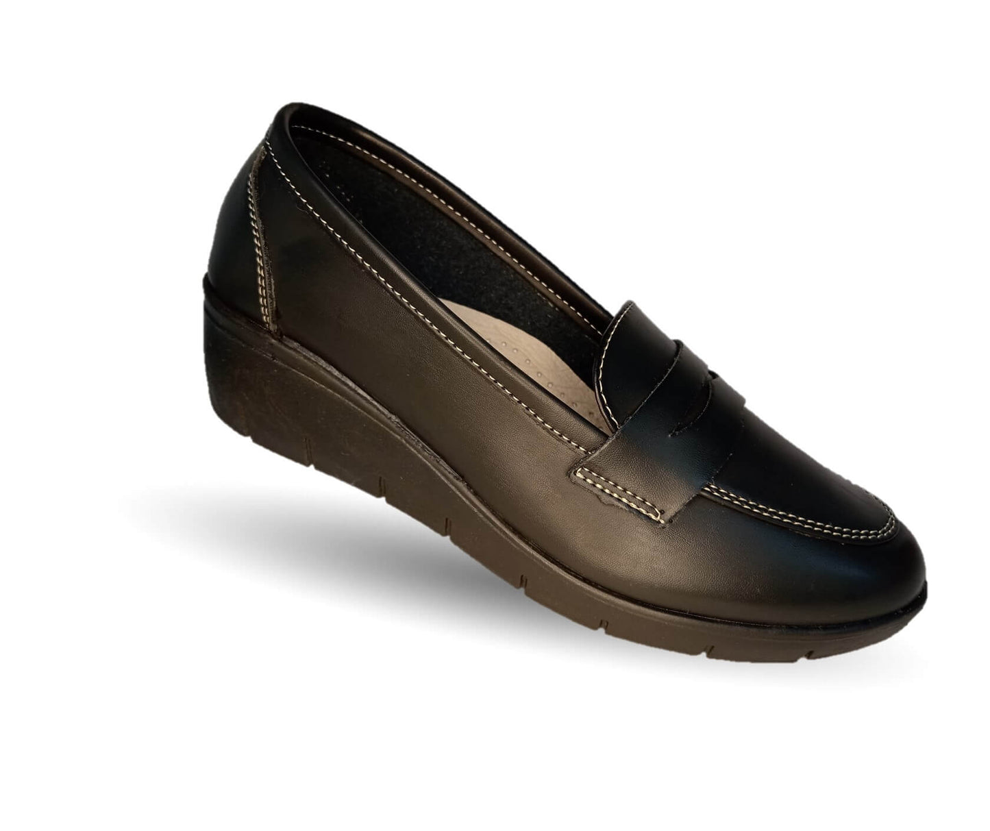 Zapato Casual de cuña mediana Dva 8001 Negro para mujer