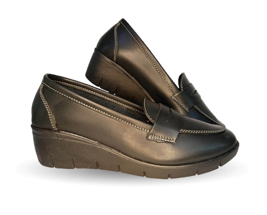 Zapato Casual de cuña mediana Dva 8001 Negro para mujer