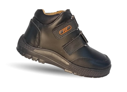 Zapato Escolar tipo Bota de piel con contactel Fef 4004 Negro para niño