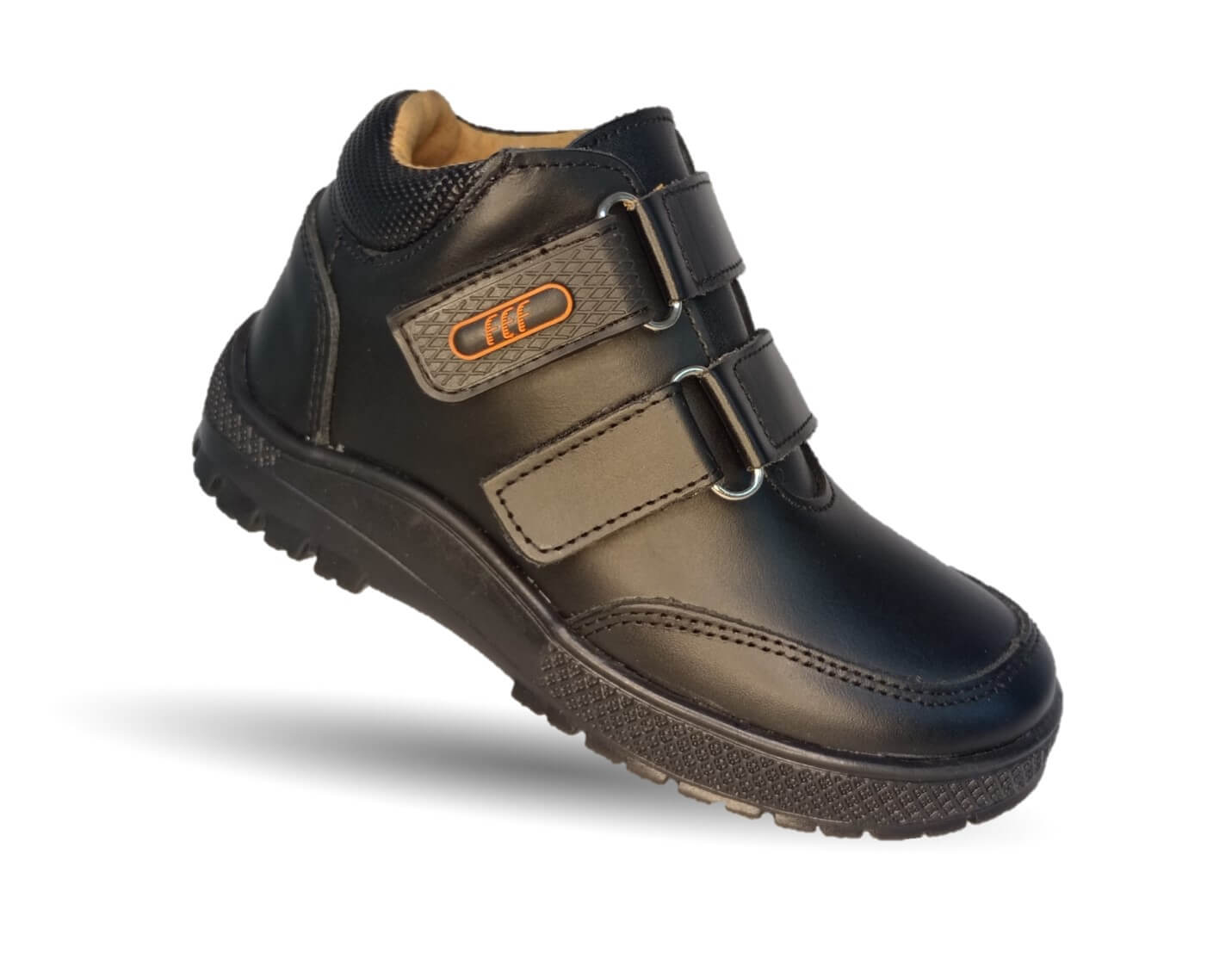 Zapato Escolar tipo Bota de piel con contactel Fef 4004 Negro para niño