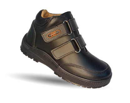 Zapato Escolar tipo Bota de piel con contactel Fef 4004 Negro para niño