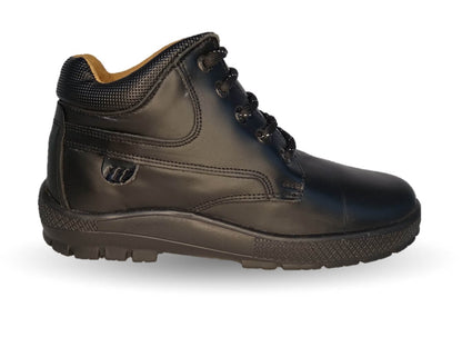 Zapato Escolar tipo Bota de piel con agujetas Fef 4008 Negro para piel