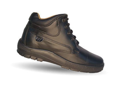 Zapato Escolar tipo Bota de piel con agujetas Fef 4008 Negro para piel