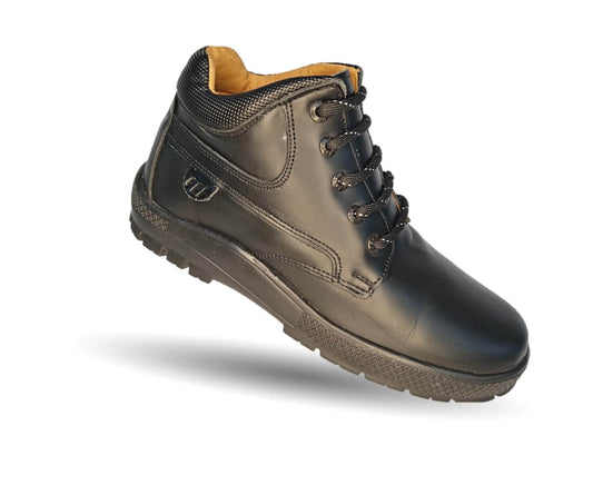 Zapato Escolar tipo Bota de piel con agujetas Fef 4008 Negro para piel