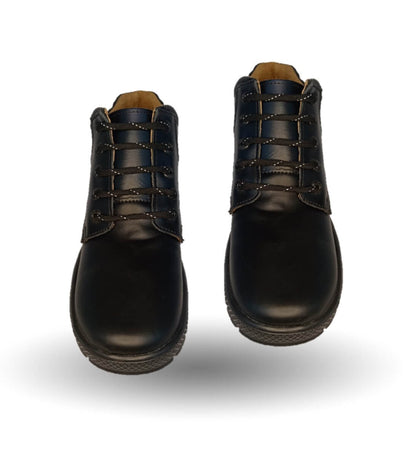 Zapato Escolar tipo Bota de piel con agujetas Fef 4008 Negro para piel