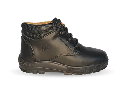 Zapato Escolar tipo Bota de piel con agujetas Fef 4032 Negro para niño