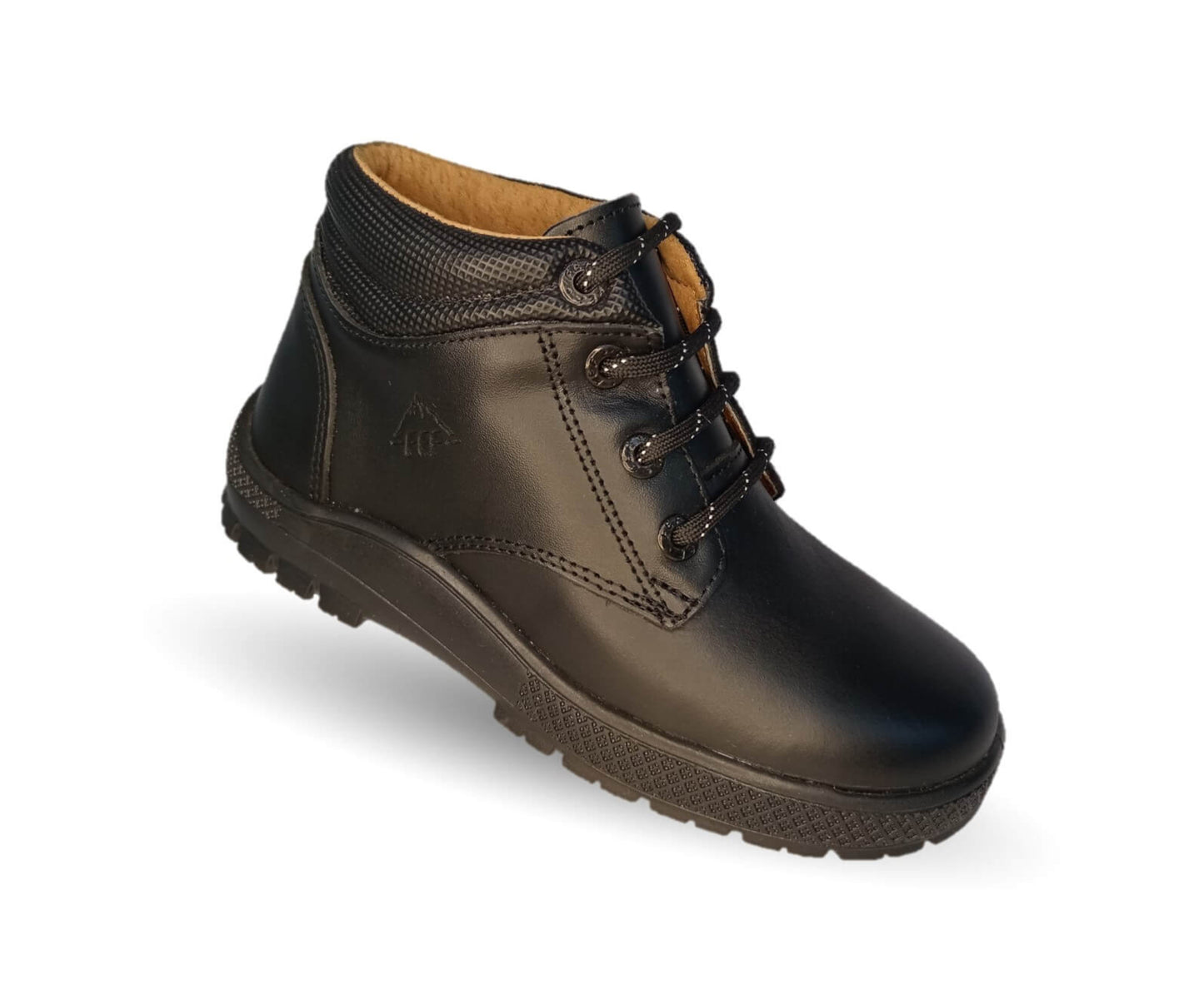 Zapato Escolar tipo Bota de piel con agujetas Fef 4032 Negro para niño