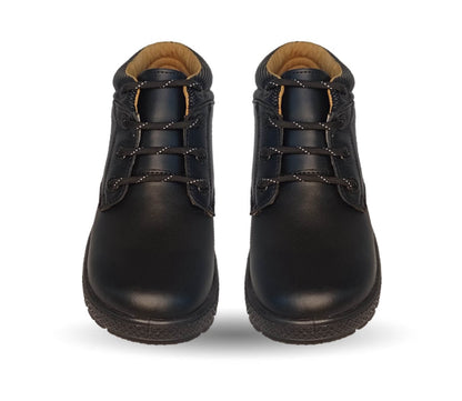 Zapato Escolar tipo Bota de piel con agujetas Fef 4032 Negro para niño