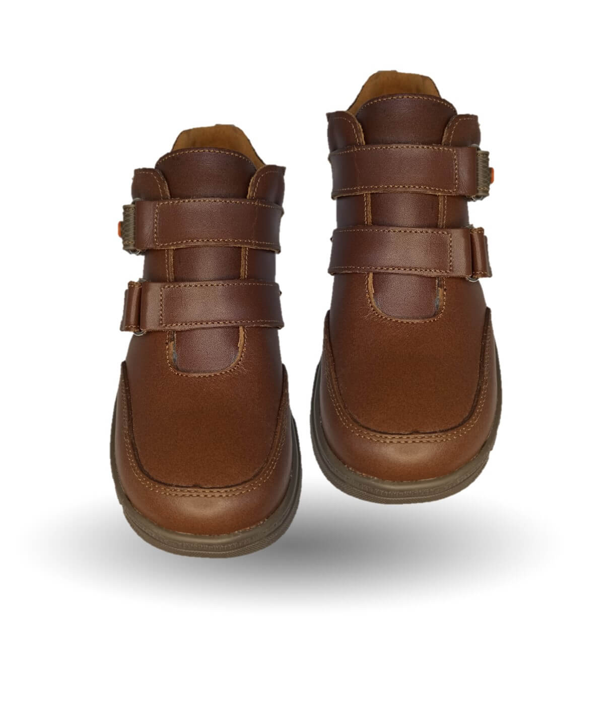 Zapato tipo Bota de piel con contactel Fef 6004 Café para niño