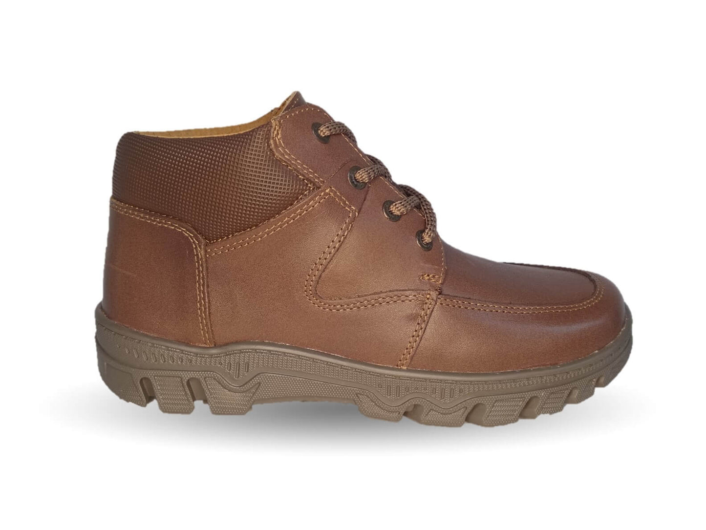 Zapato tipo Bota de piel con agujetas Fef 6038 Café para niño