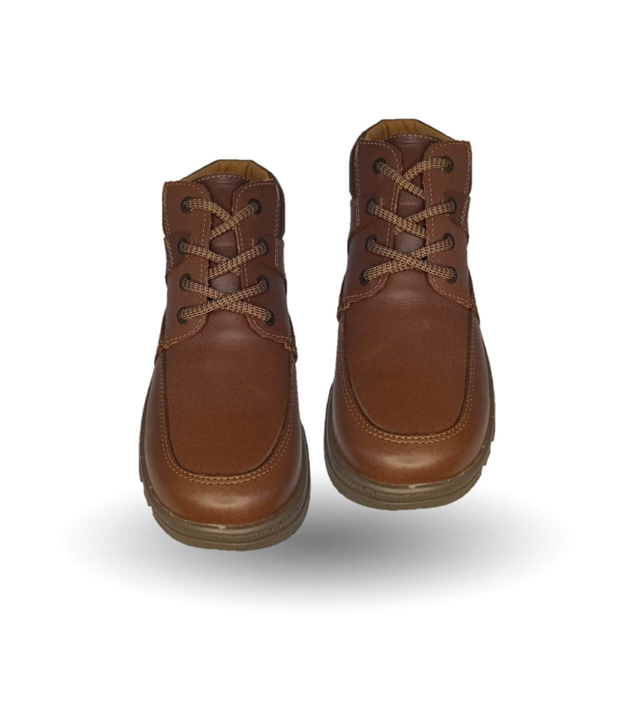 Zapato tipo Bota de piel con agujetas Fef 6038 Café para niño
