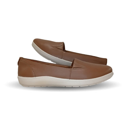 Zapato de Confort y Casual Slip On de piel con sistema Walking Soft Flexi 101905 Tan para mujer