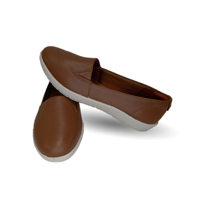 Zapato de Confort y Casual Slip On de piel con sistema Walking Soft Flexi 101905 Tan para mujer