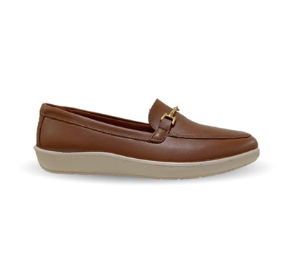 Zapato de Confort y Casual tipo Mocasín de piel Flexi 101908 Café para mujer