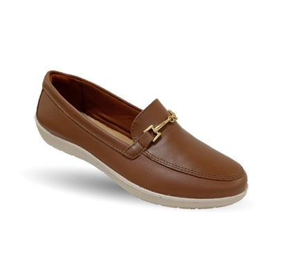 Zapato de Confort y Casual tipo Mocasín de piel Flexi 101908 Café para mujer
