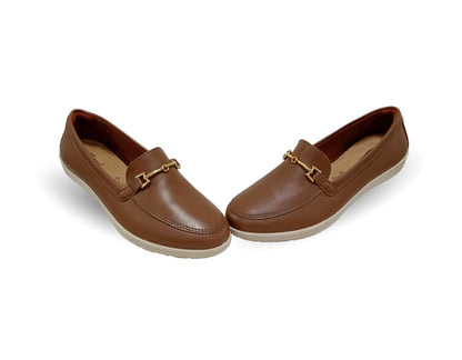 Zapato de Confort y Casual tipo Mocasín de piel Flexi 101908 Café para mujer