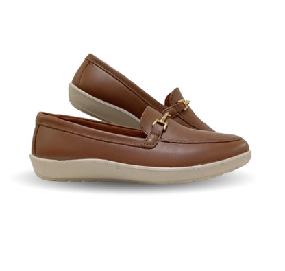 Zapato de Confort y Casual tipo Mocasín de piel Flexi 101908 Café para mujer