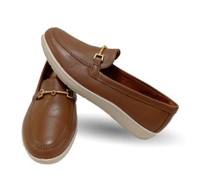 Zapato de Confort y Casual tipo Mocasín de piel Flexi 101908 Café para mujer
