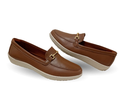 Zapato de Confort y Casual tipo Mocasín de piel Flexi 101908 Café para mujer