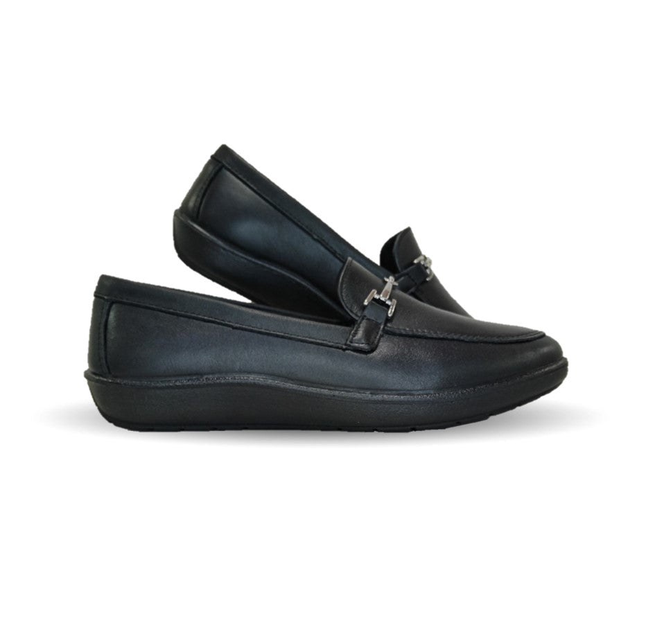 Zapato de Confort y Casual tipo Mocasín de piel Flexi 101908 Negro para mujer