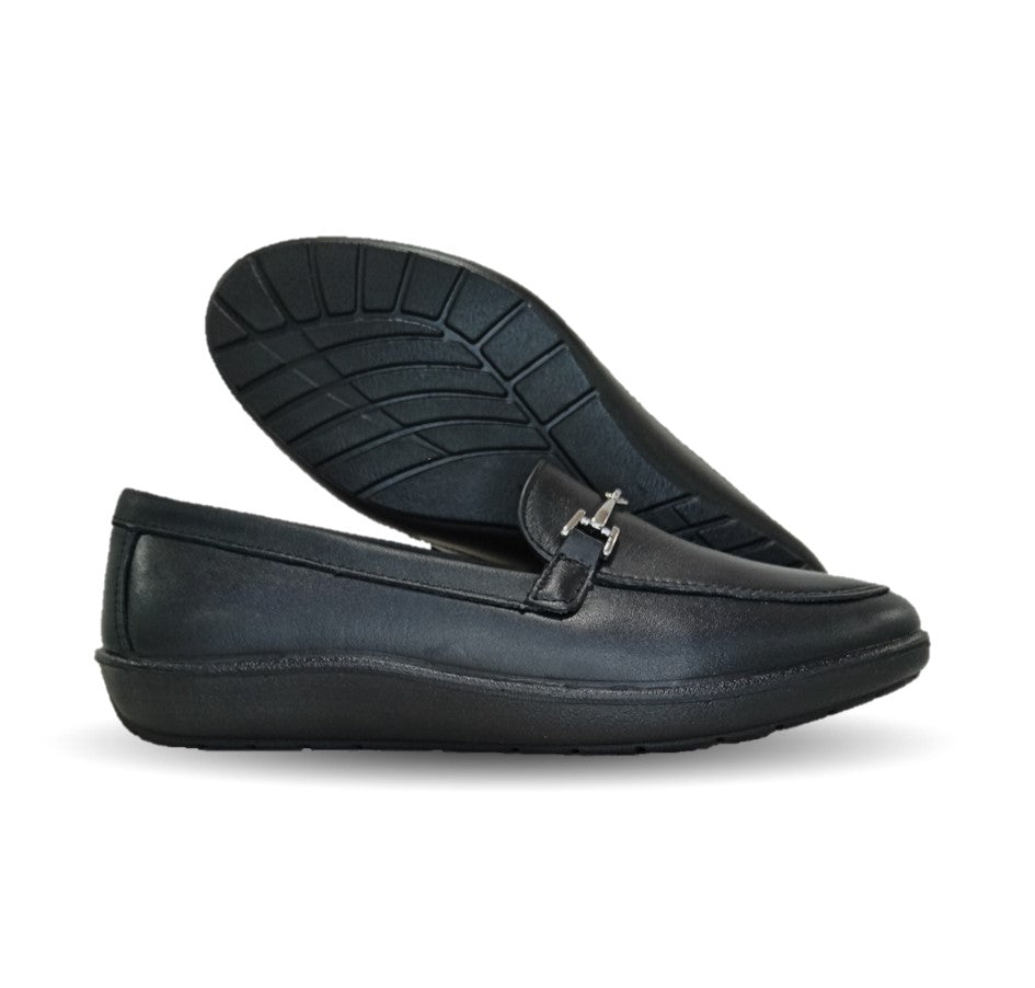 Zapato de Confort y Casual tipo Mocasín de piel Flexi 101908 Negro para mujer
