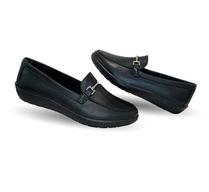 Zapato de Confort y Casual tipo Mocasín de piel Flexi 101908 Negro para mujer