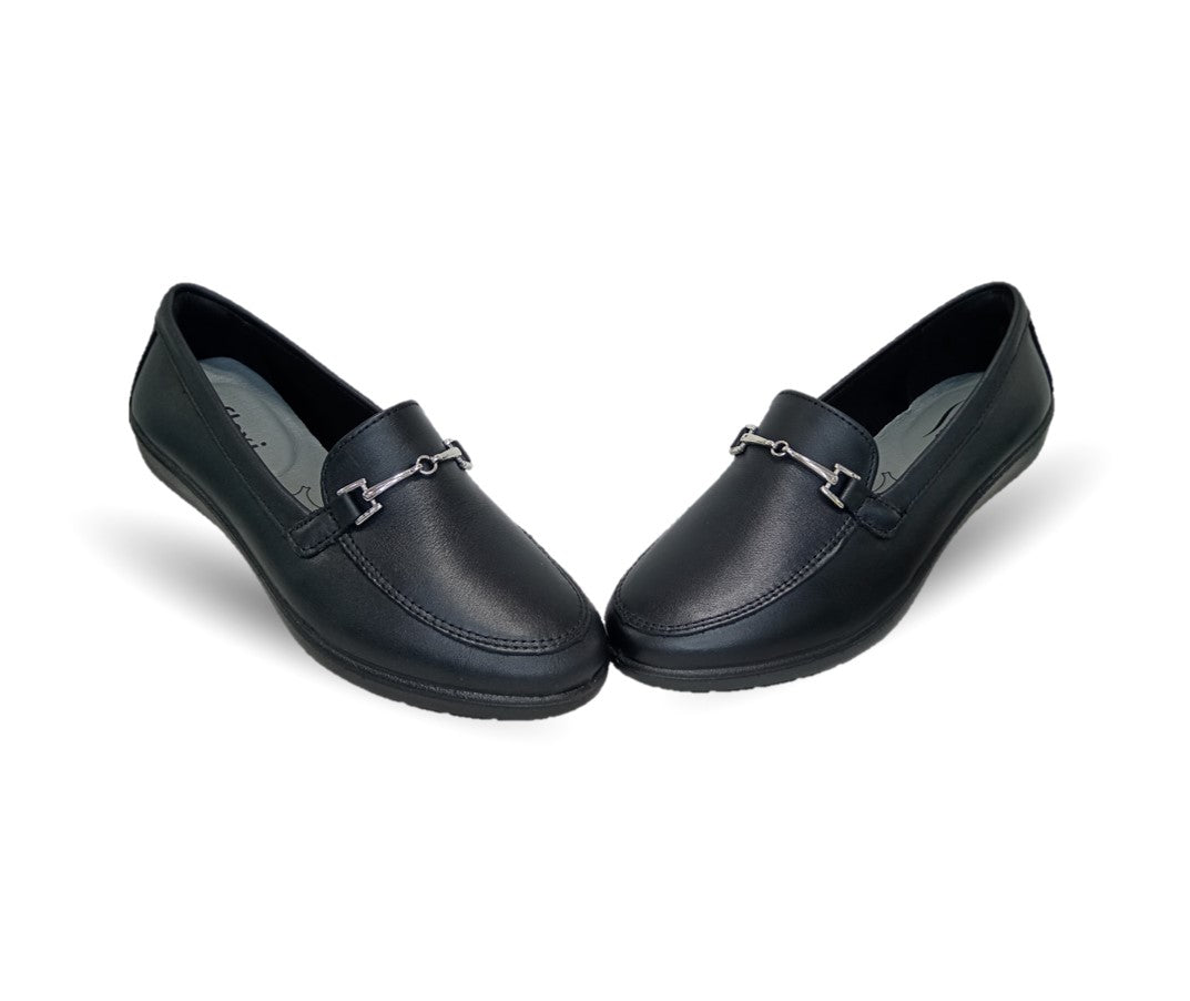 Zapato de Confort y Casual tipo Mocasín de piel Flexi 101908 Negro para mujer