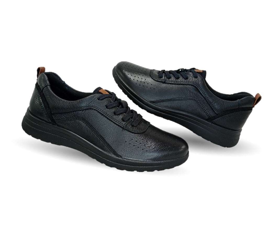 Tenis Urbano Sneakers de piel con plantilla removible Flexi 102015 Negro para mujer