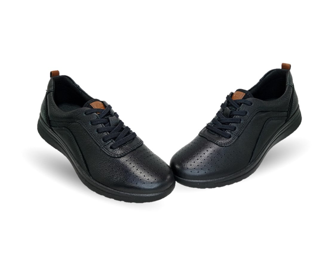 Tenis Urbano Sneakers de piel con plantilla removible Flexi 102015 Negro para mujer