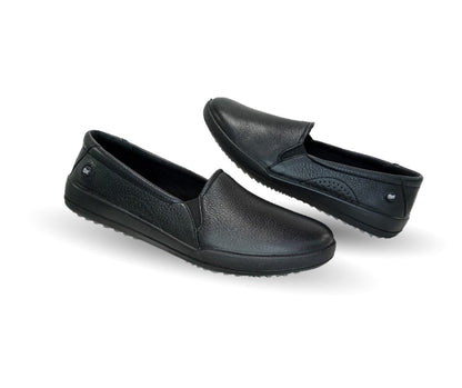 Zapato de Confort y Casual Slip On de piel con sistema de mejor agarre Flexi 106302 Negro para mujer