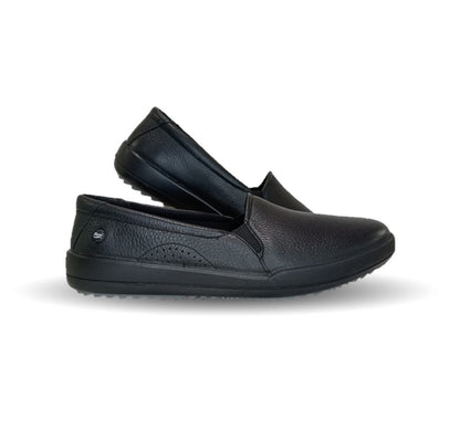 Zapato de Confort y Casual Slip On de piel con sistema de mejor agarre Flexi 106302 Negro para mujer