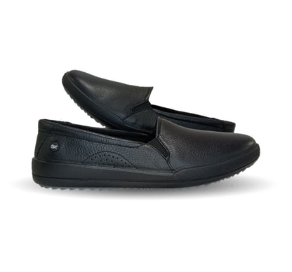 Zapato de Confort y Casual Slip On de piel con sistema de mejor agarre Flexi 106302 Negro para mujer