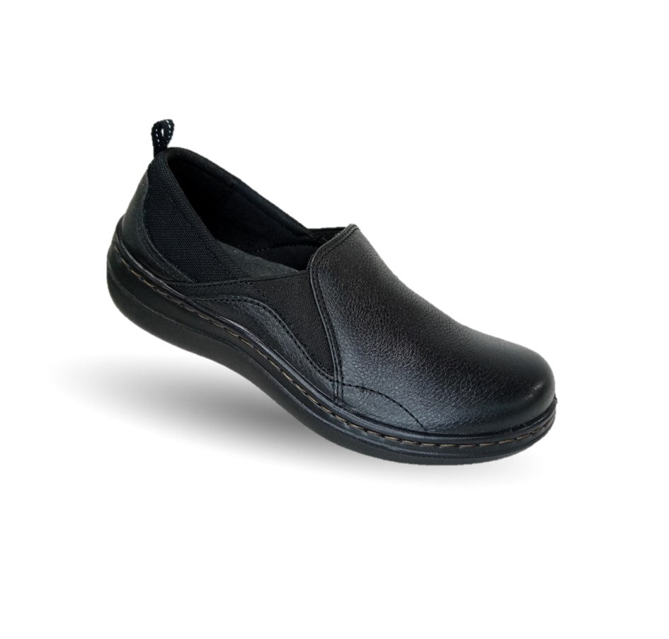 Zapato de Confort y Casual Slip On de piel con sistema Walking Soft Flexi 110303 Negro para mujer